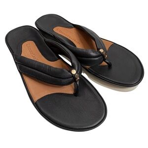 L'AMOUR DES PIEDS SIZE 9 BLACK/WHITE THONG SANDAL LEATHER NWOT $259